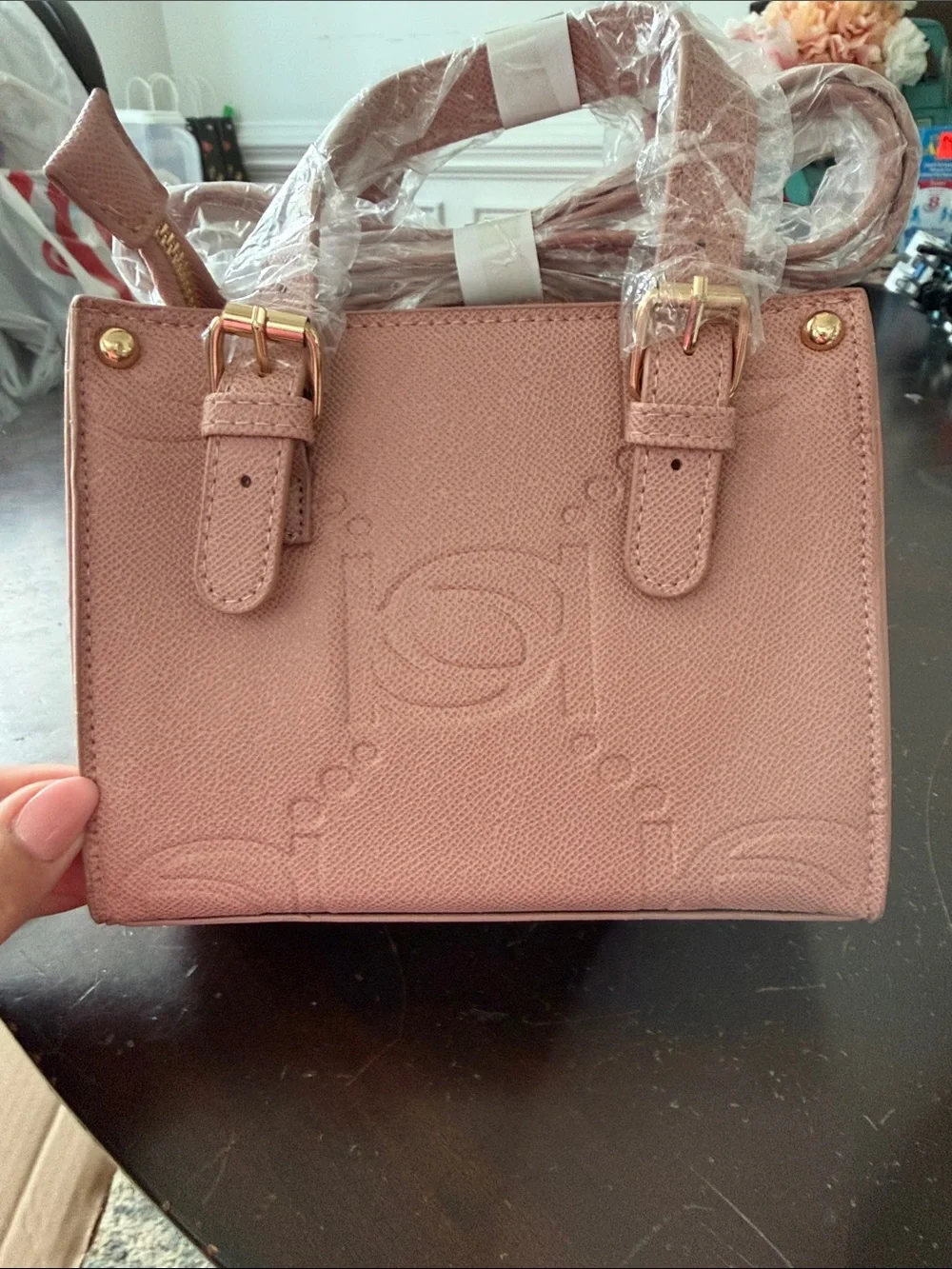 BRAND NEW!!! bebe Blush Pink Textured Satchel with Gold Hardware